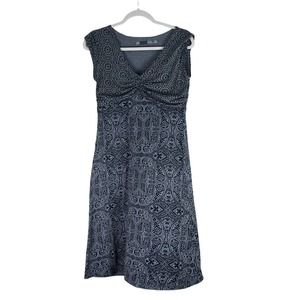 Athleta Dhara Burnout Paisley Double Layer Knit Mini Dress Gray Size ST